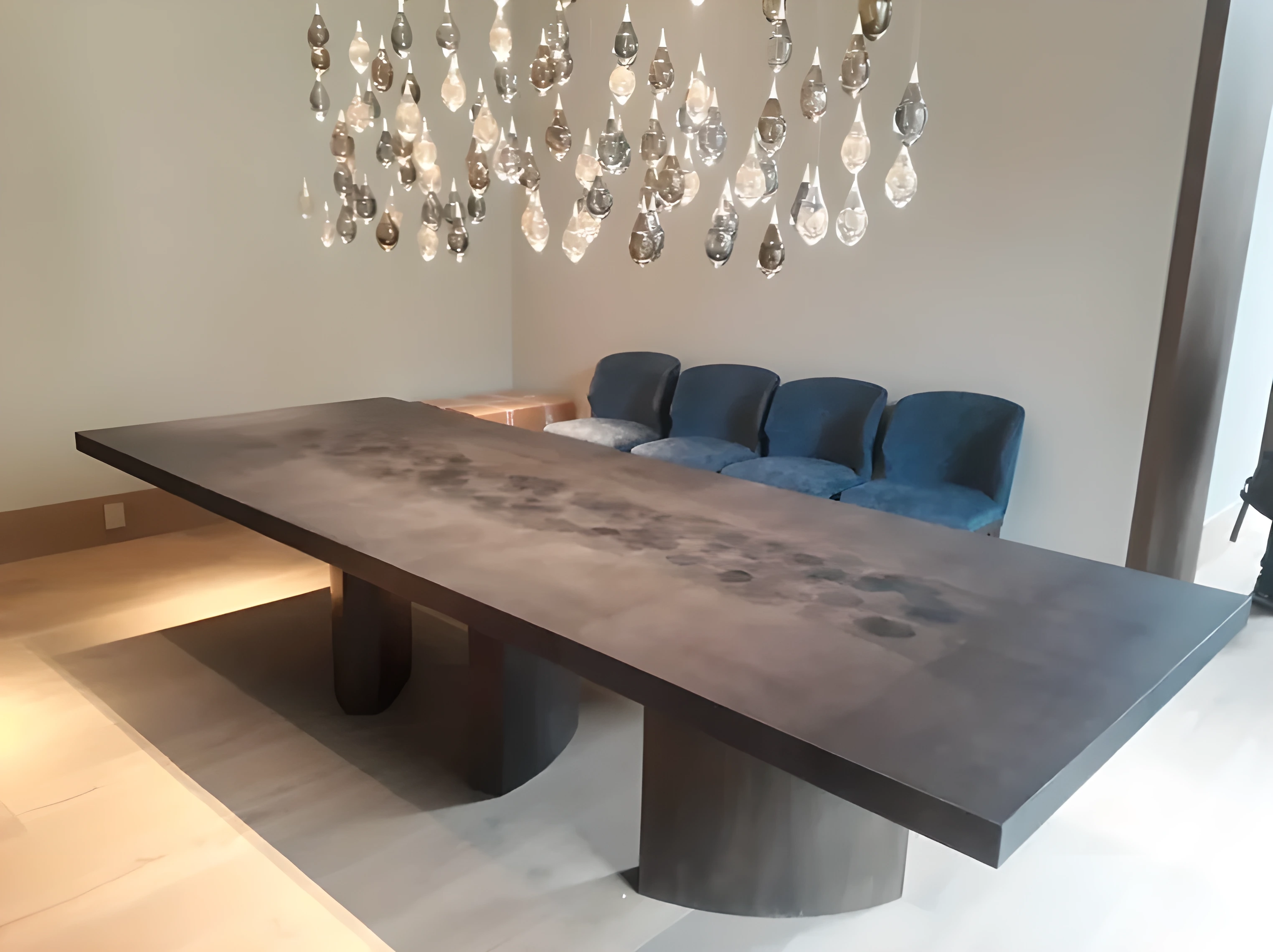 Long conference table with dark patina for luxury corporate boardroom — bespoke by Carpiperg