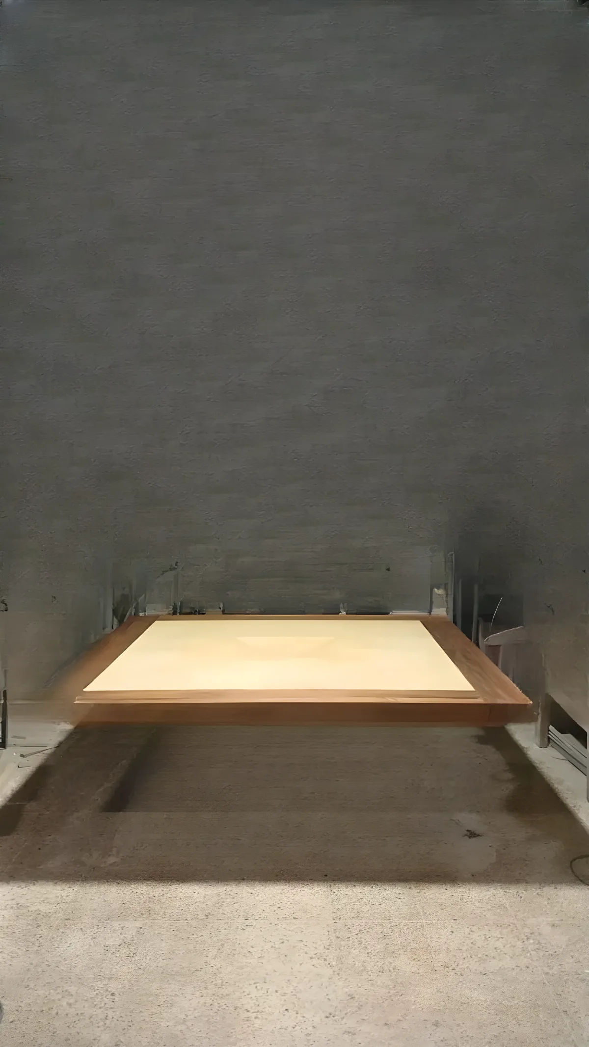 Front view of exclusive design dining table, fusion of fine woods and parchment skin