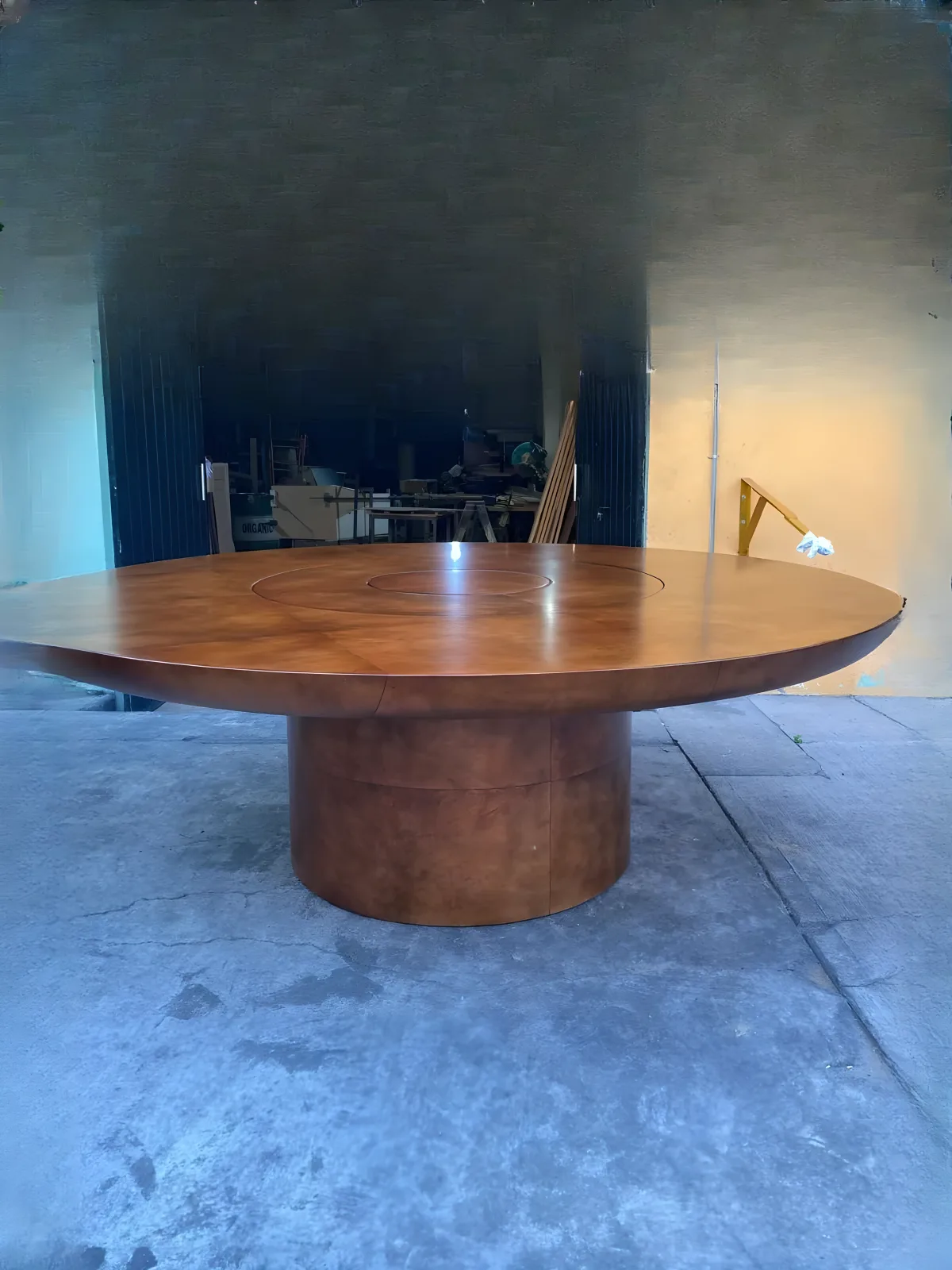 Monumental cognac parchment table — Carpiperg Journal of Fine Cabinetry